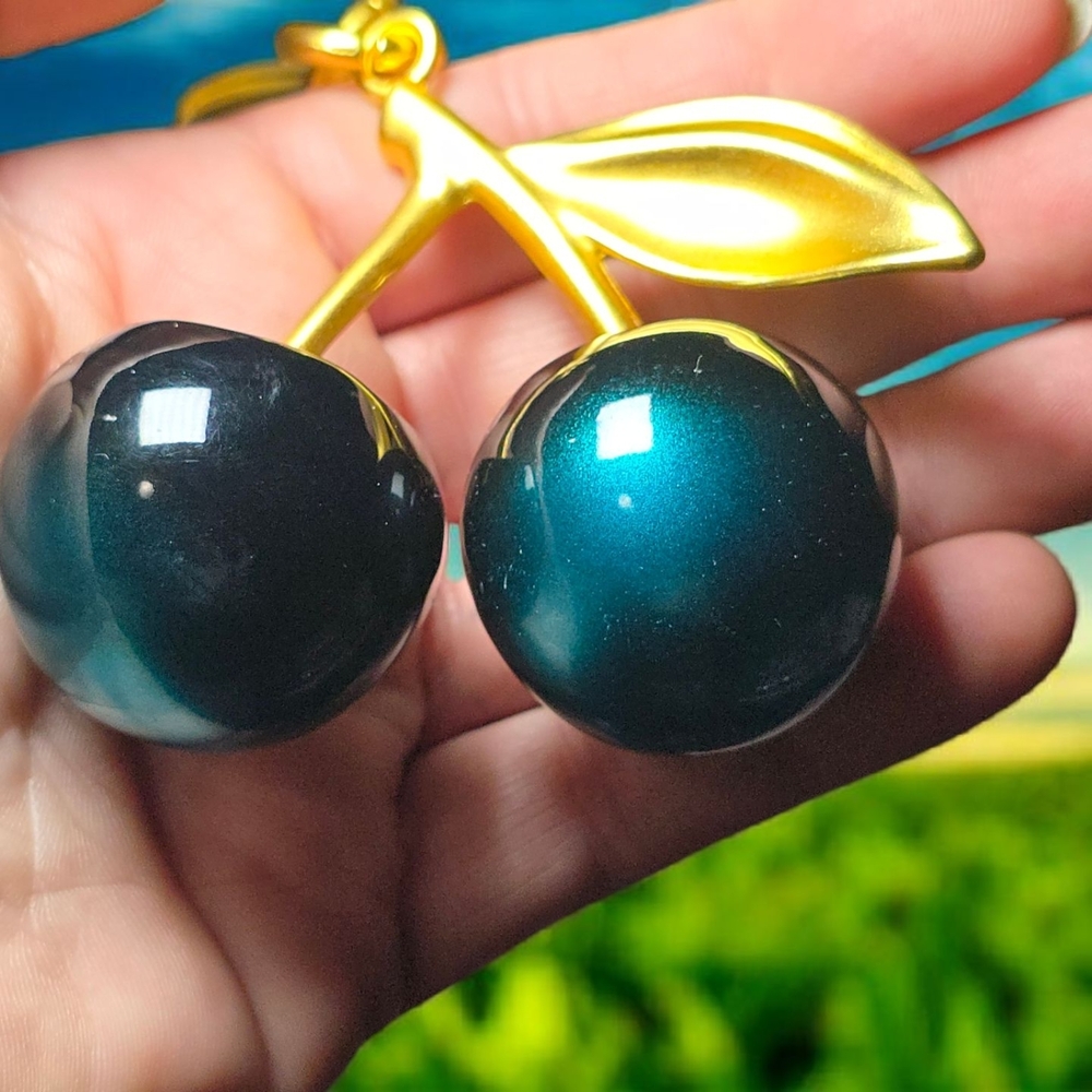 blue ombre jumbo cherry bag charm keychain